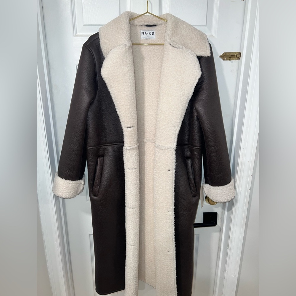 Brown shearling leather coat